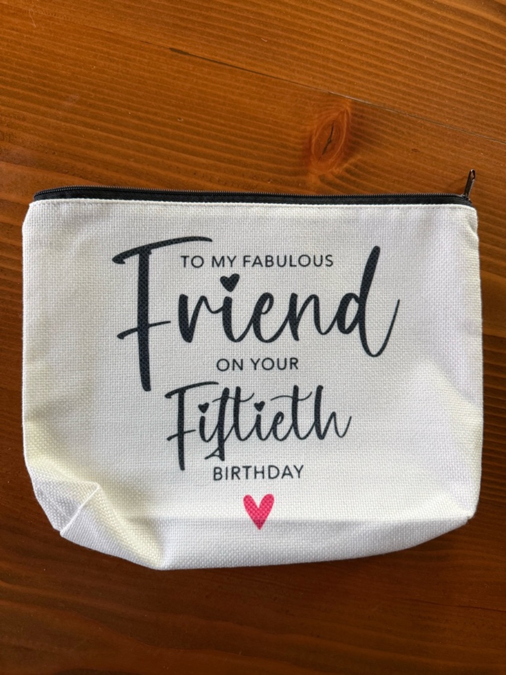 Friend 50th Birthday Canvas Makeup Pouch - White